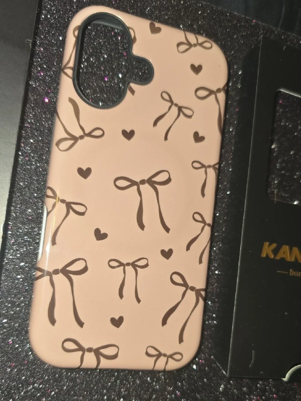 Pink Bow & Heart Pattern Phone Case for 6.1-inch Phones